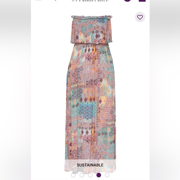 Sustainable patchwork boho festival lightweight bandeau maxi dress - Picture 4 of 7